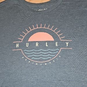 Hurley greyish/blue Tee with Pink and Blue Sun Graphic
